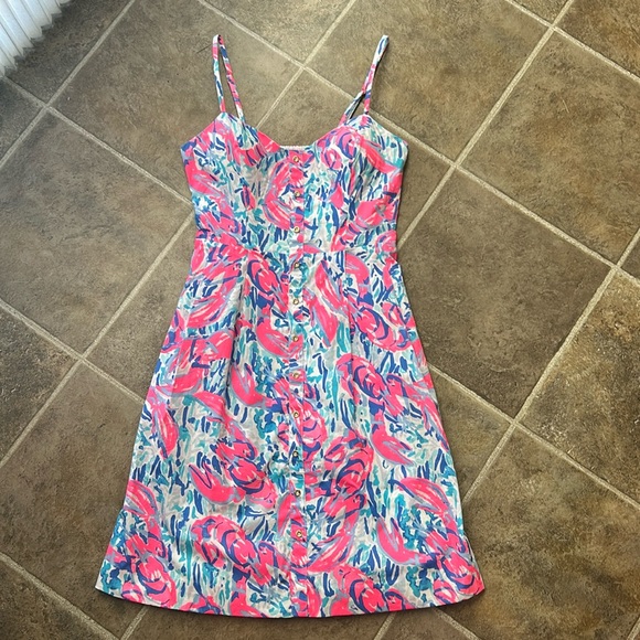 Lilly Pulitzer Dresses & Skirts - Lilly Pulitzer Vibrant Pink and Blue Midi Dress
